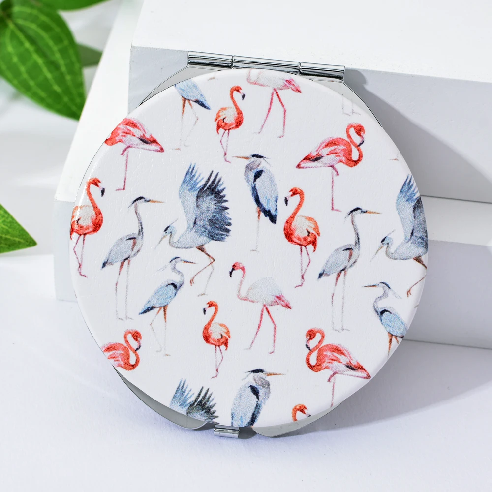 Vicney Макияж круглое зеркало Фламинго для девочек мини милое Двухстороннее