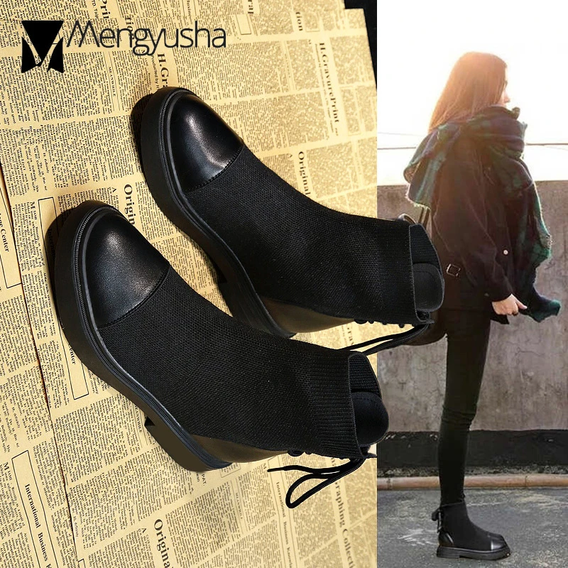 Ботинки martin с перекрестной шнуровкой женские короткие ботильоны Лоскутные