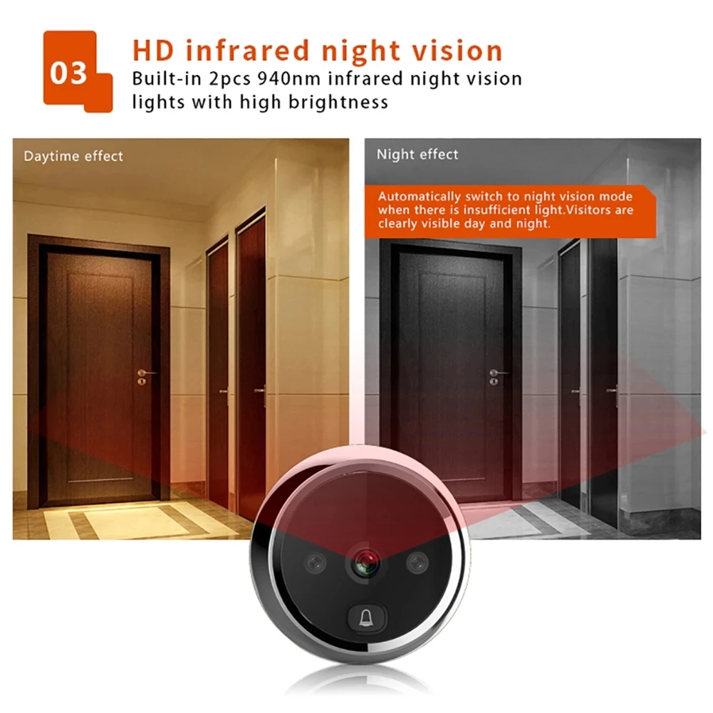 

VIDEW Door Viewer Peephole Camera Video Doorbell with Camera 3 Inch LCD Monitor 120 Degree Wide Angle IR Night Vision