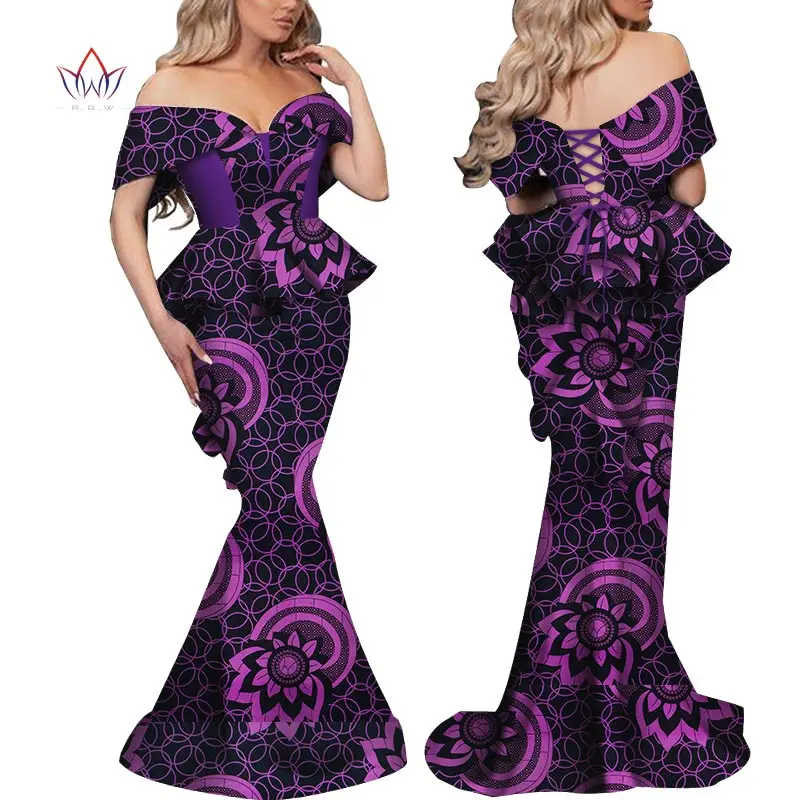 Africa Women Cotton Clothing Two Pieces African Long skirt suit Bazin Riche Plus Size African Fashion set Nigeria WY5933