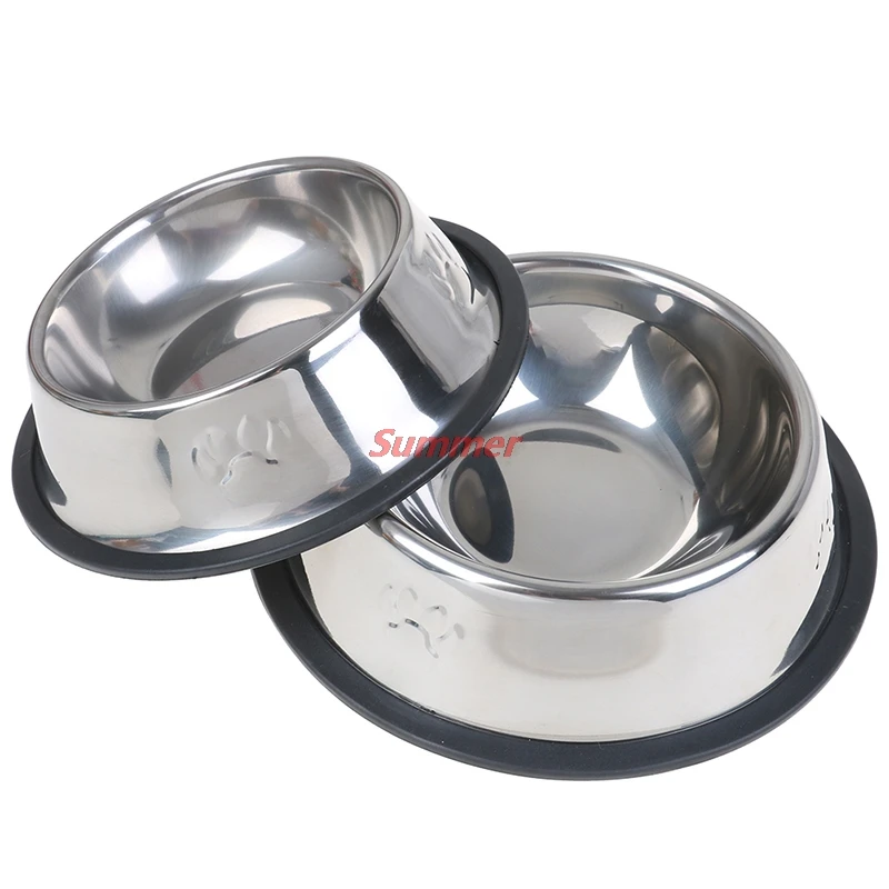 

Popular Outdoor Dog Cat Bowls Stainless Steel Travel Footprint Feeding Feeder Water Bowl For Pet Dog Cats Puppy Food Dish