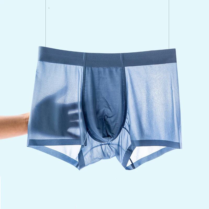 6 Pcs/Lot Men's Thin Boxer Briefs High-End Ice Silk Soft And Breathable Large Size Men's Underwear