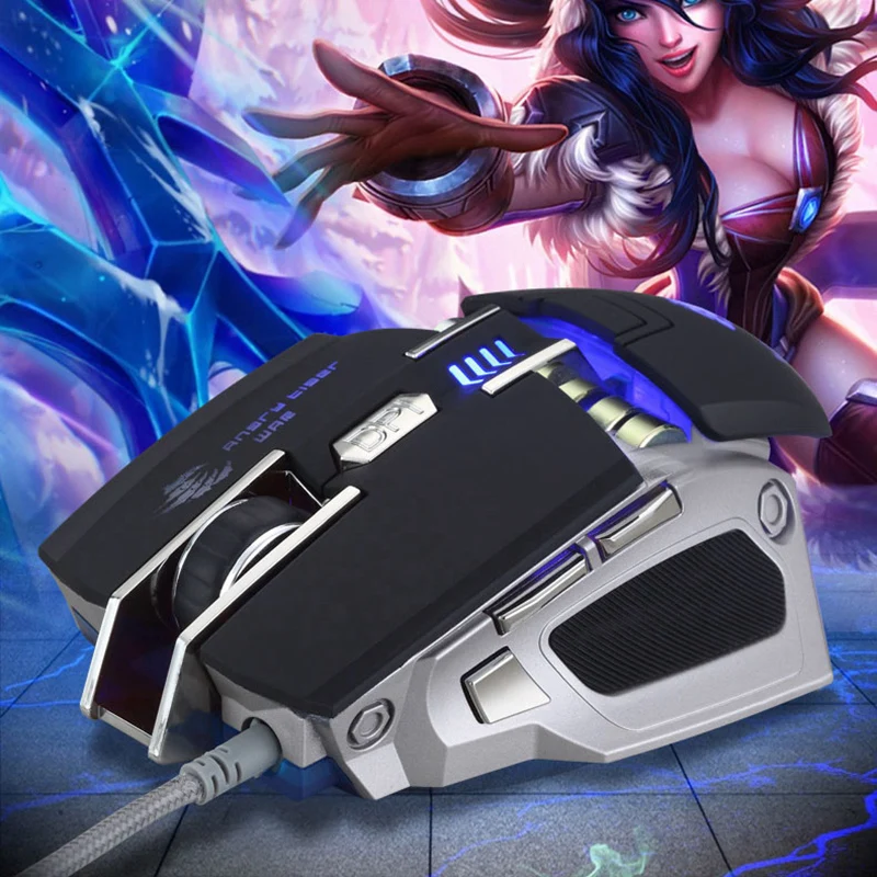 

HOT-KCPDS Gaming Mouse Ergonomic Wired Mouse 7-Key RGB LED 3200 DPI USB Computer Mouse Wired Gaming Mouse with Backlight for PUB