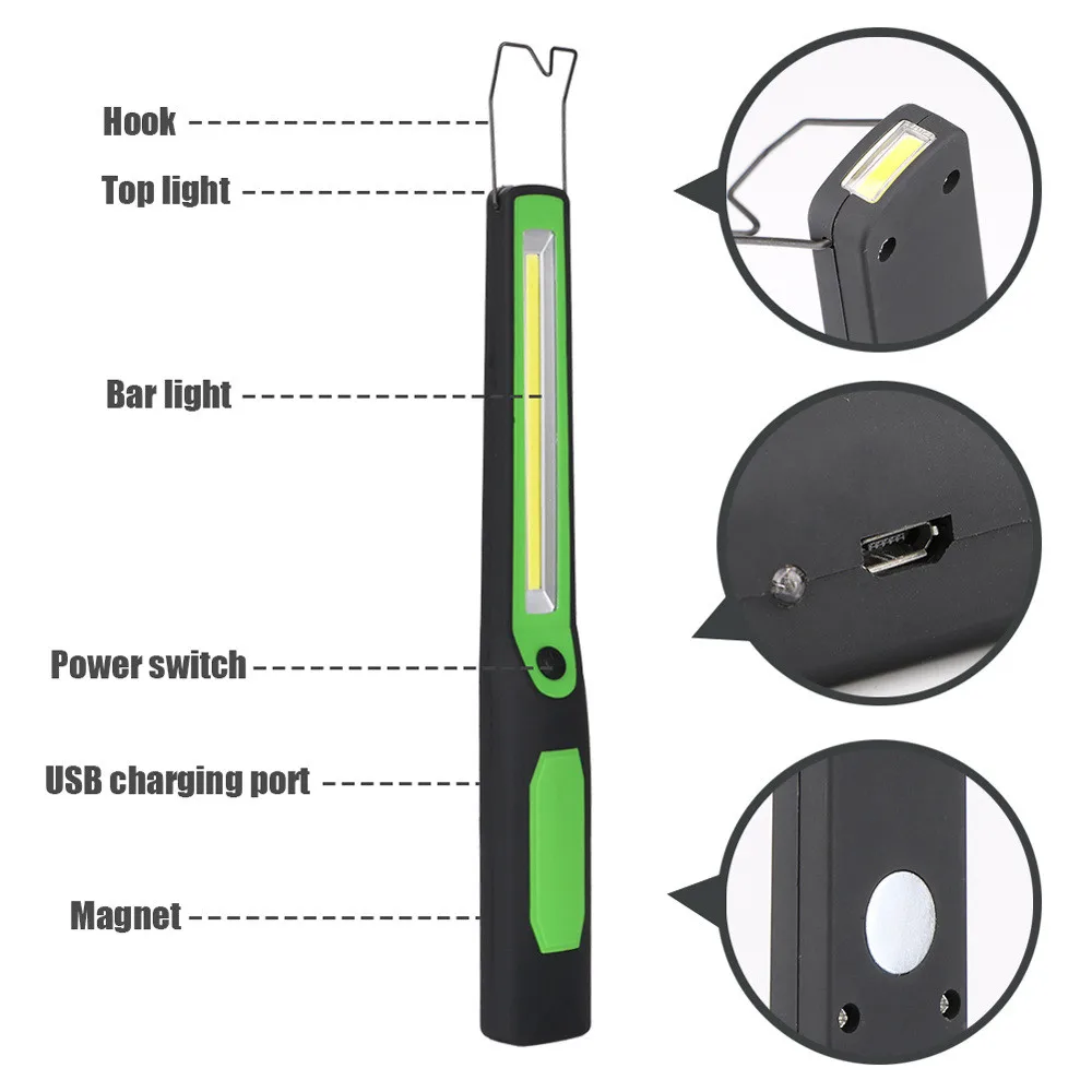 

Перезаряжаемый светодиодный COB светильник Jonggo 2 в 1 для кемпинга, работы, осмотра, ручной фонарь, магнитное праздничное украшение # 30ph