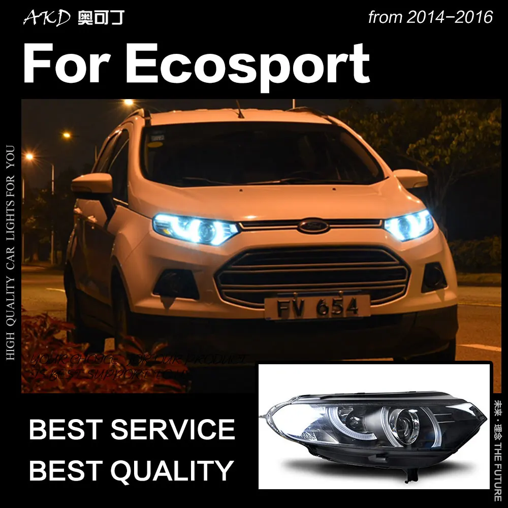 AKD автомобильный Стайлинг для Ford Ecosport 2014 брендовый светодиодный сонар фара DRL Hid