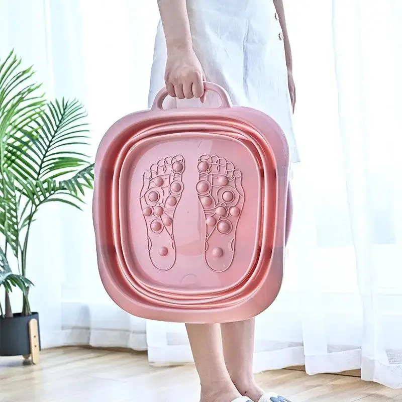 

Foldable Foot Soaking Bucket Plastic Massage Footbath Portable Deepening Foot Bath Home Soaking Artifact