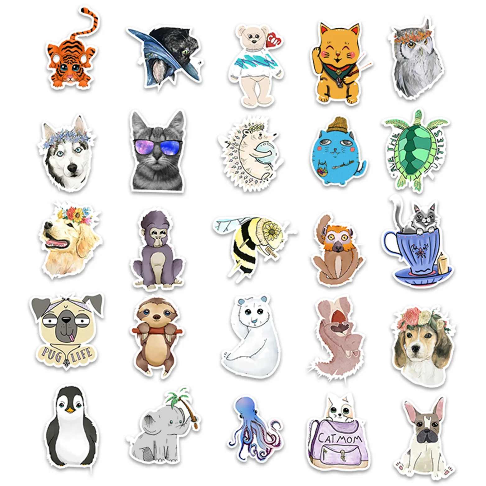 Pegatina para ordenador port&aacute;til para ni&ntilde;os, 50 Uds., dibujos animados de animales, perro, Pvc, grafiti, juguete, calcoman&iacute;as, equipaje, escritorio mezclado, muebles de motocicleta-4