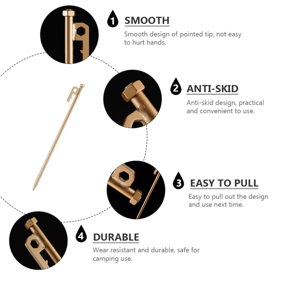 

4pcs Heavy Duty Steel Nail Peg Metal Tent Nail Camping Stakes Pegs Ground Nail