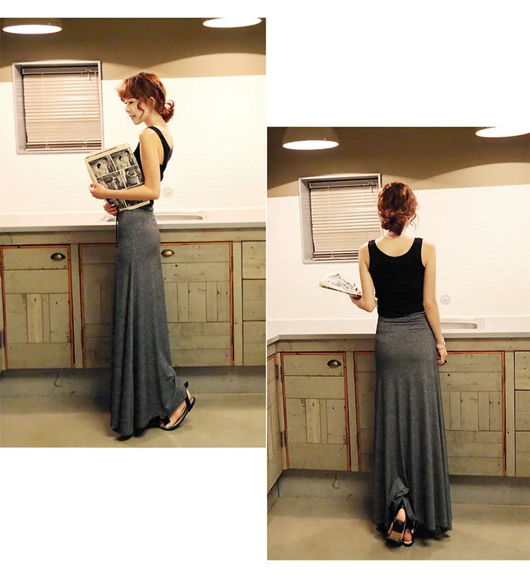 Summer Long Skirts for Women Big Size Black Gray High Waist Split Lace Up Ladies Elegant Bodycon Maxi Skirt Plus Size 5xl 6xl