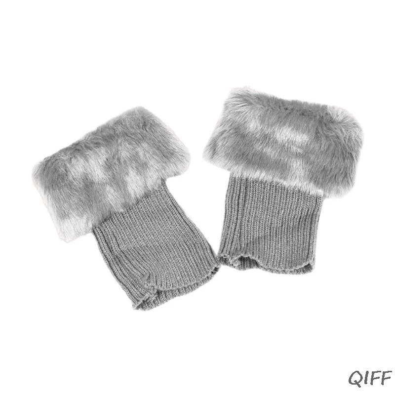 Light Gray Зимние теплые плисовые гетры для женщин и девочек; короткие вязаные гетры с манжетами; однотонные вязаные гетры; носки-топперы; M6CD - Цвет: Light Gray