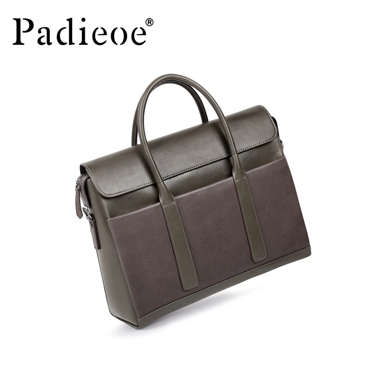 Padieoe men bag briefcase leather computer bag messenger handbag purses jobs genuine leather