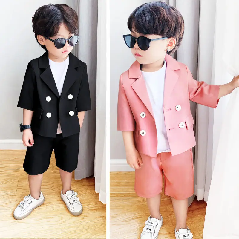 

Летняя одежда для мальчиков двубортный пиджак в клетку + шорты комплект из 2 предметов; Комплект одежды; Детское платье для торжеств, свадебн...