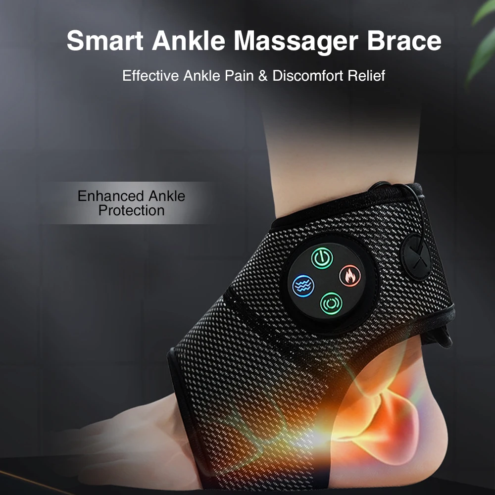 

Smart Electric Ankle Massager Feet Brace Compression Air Heating Pain Relief Relaxation Vibration Foot Massage Machine