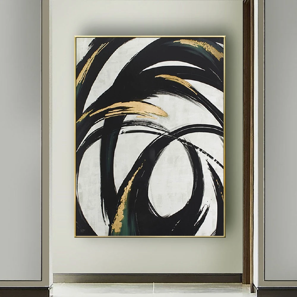 

Modern wall art paintings abstract acrylic Hand Painted oil painting blue white gold canvas painting for living room home decor