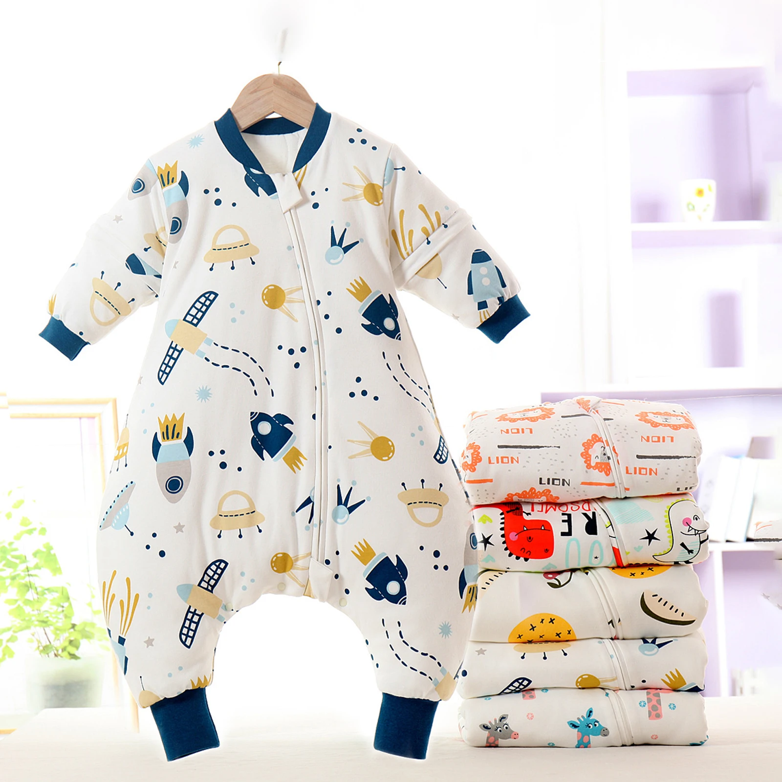 

Children's Sleeping Bag Autumn And Winter Thickened Baby Cartoon Split-legged Sleepsacks With Detachable Sleeves For Boys Girls
