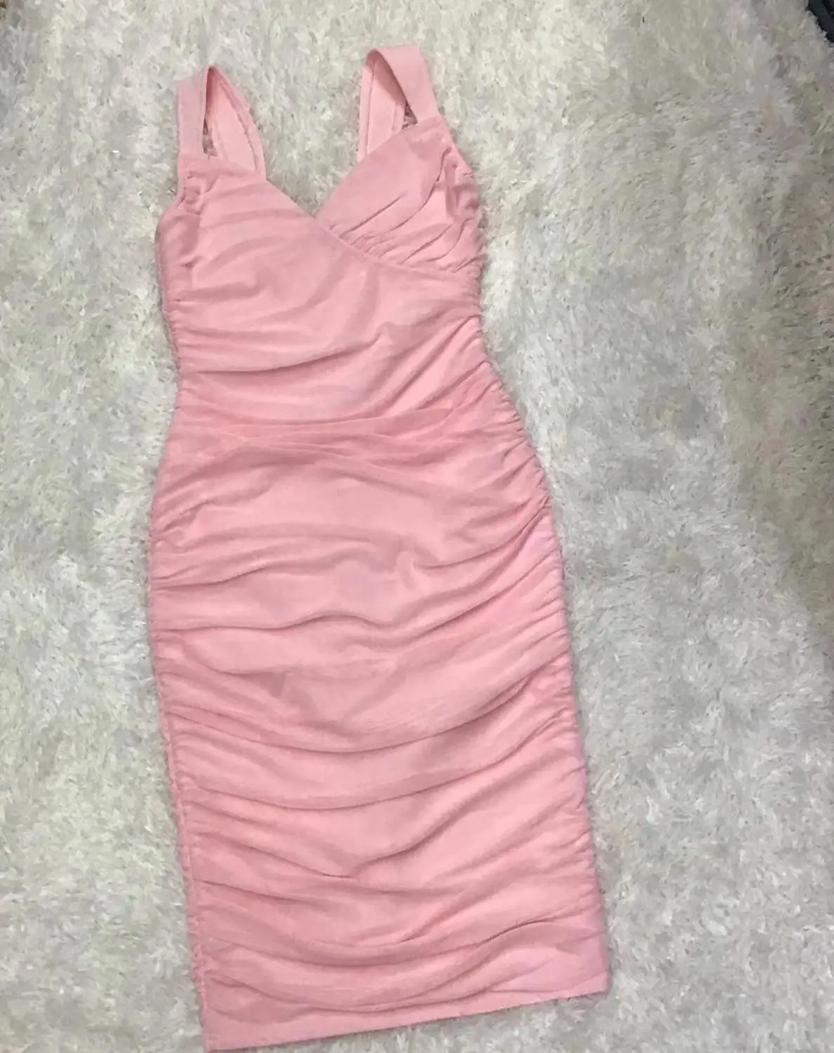 

2020 new Women pink dress V-Neck sleeveless celebrity party Bodycon bandage dress dropshipping
