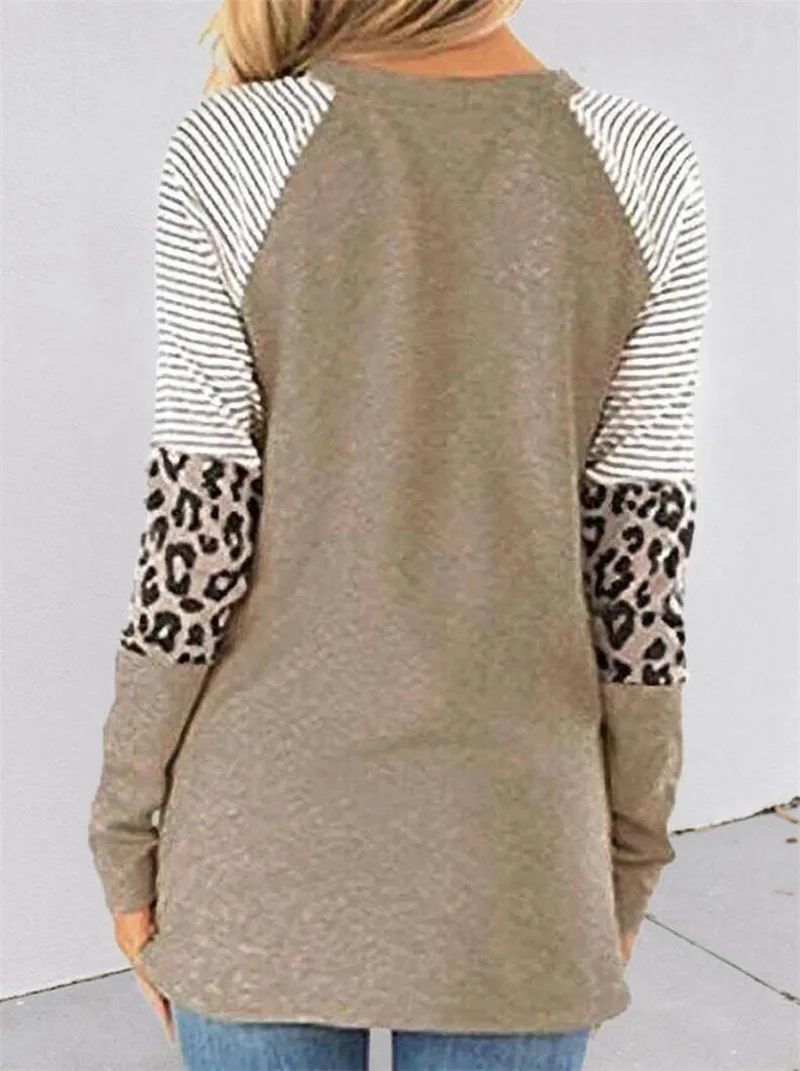 

Leopard Womens Tshirts Valentine O Neck Heart Print Long Sleeve Womens Tops Casual Female Tees