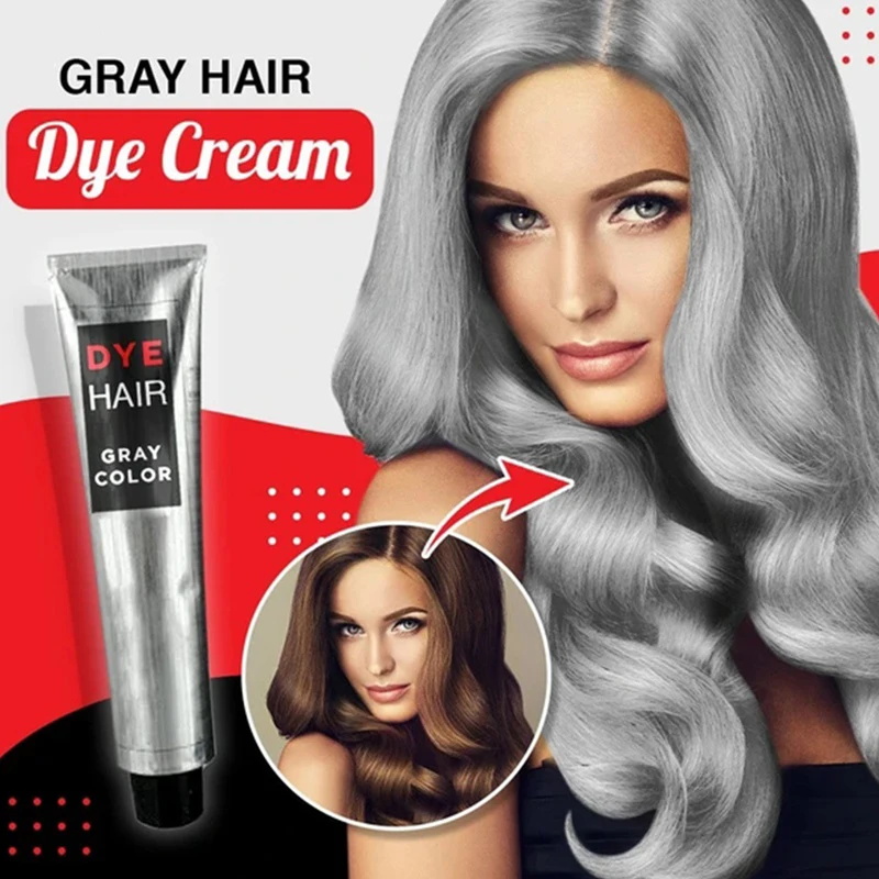 

100ml Gray Hair Dye Cream Unisex Nature Permanent Light Grey Silver Hair Dye Color Cream Cosmetic Hair Care & Styling