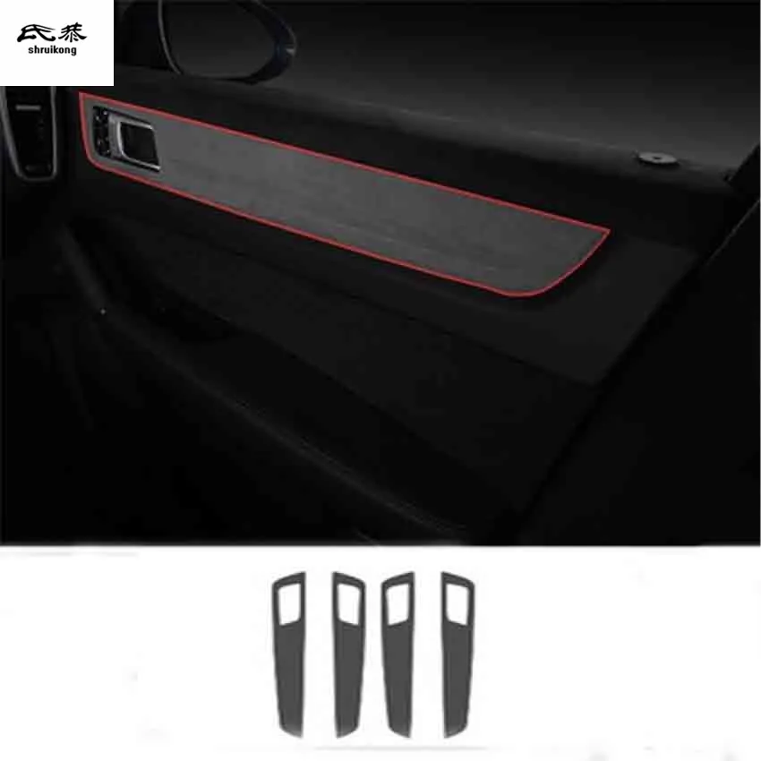 4pcs/lot Car sticker Alcantara leather Interior door shake handshandle decoration cover for Porsche cayenne
