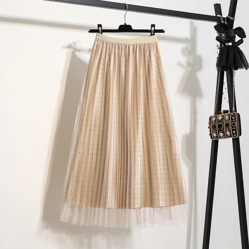 Длинная Тюлевая юбка осень зима блестящая бархатная бежевая серая зеленая