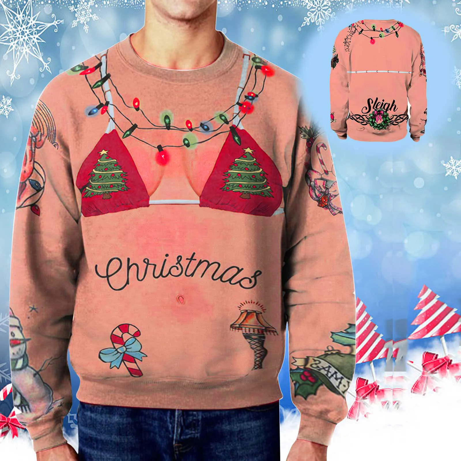 

Spring Men's Funny Christmas Tops Clothes For Men Crew Neck Sweatshirts Pullover Long Sleeve Ugly Xmas Gift Tops