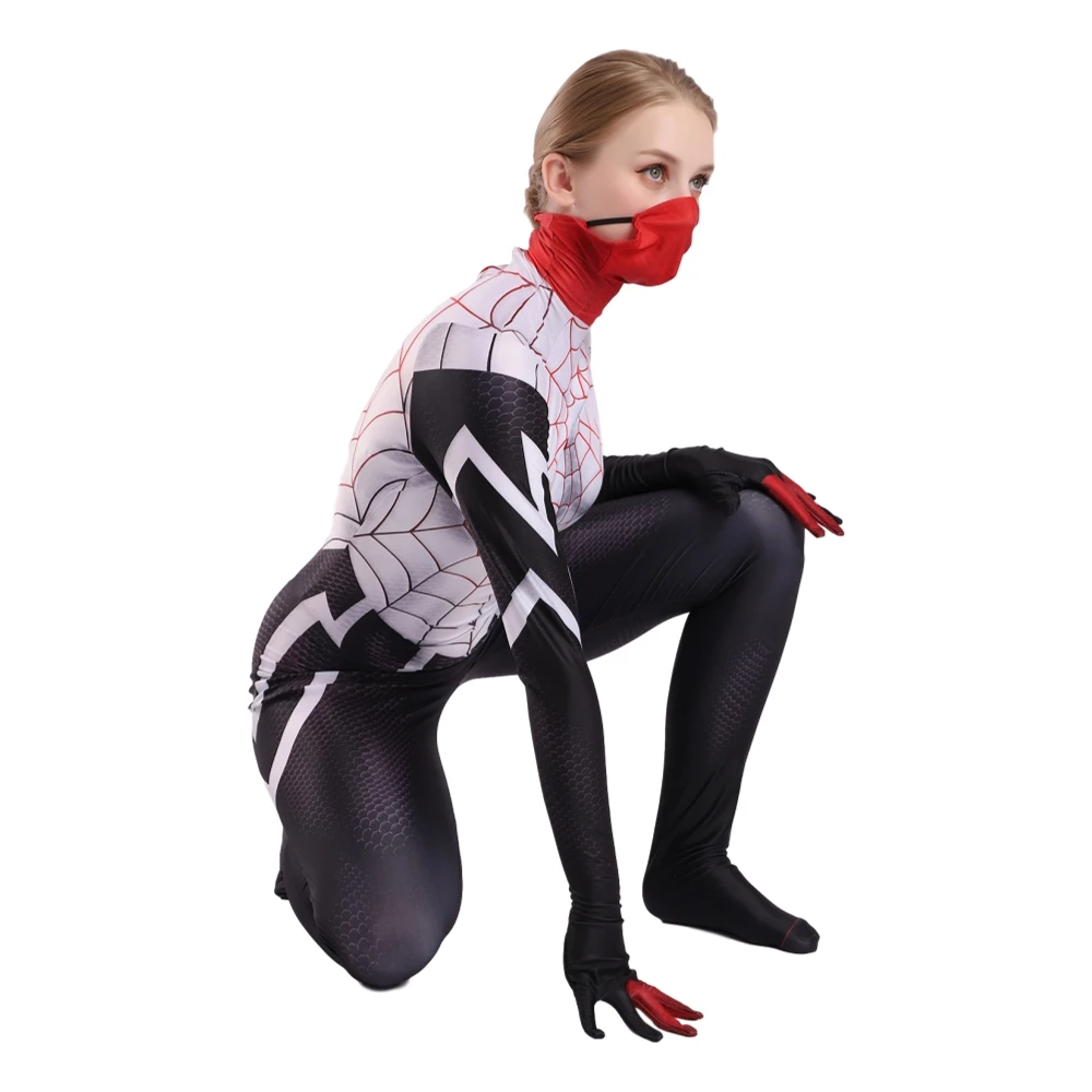 Женский Шелковый костюм Человека паука для косплея Cindy Moon супергероя Зентаи