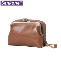 2021 new design women wallet genuine leather vintage card holder wallet coin purse ladies moneybag cluth short wallet