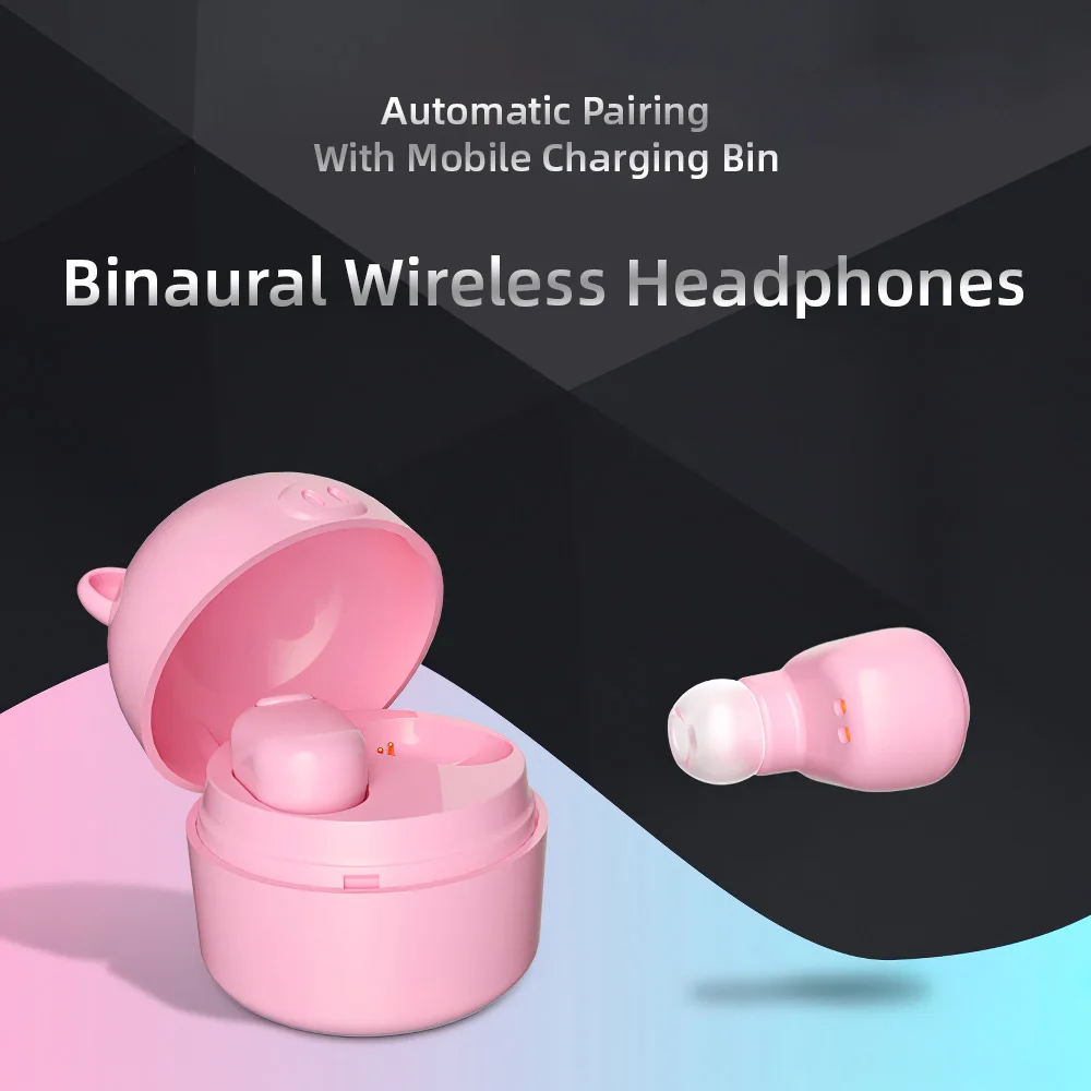 TWS свинья Bluetooth наушники 5 0 Беспроводная гарнитура стерео в ухо suboofer девушка милый