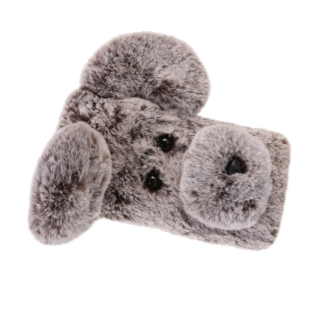 Мягкий плюшевый чехол для телефона с рисунком собаки милый Модный зимний теплый