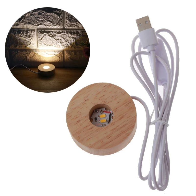 Круглая деревянная Ночная основа подставка с орнаментом из смолы сделай сам