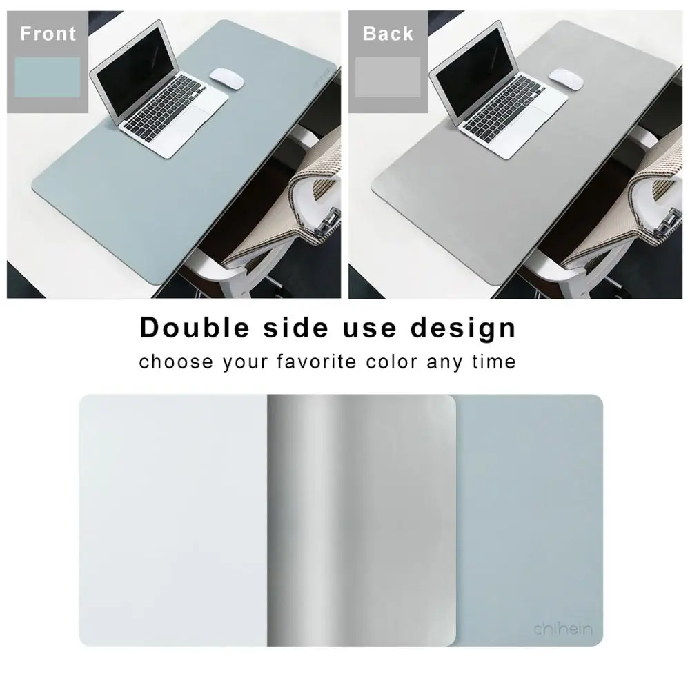 Chihein Double-side Gaming Mouse Pad Portable Large Waterproof PU Leather Office Desk Gamer Keyboard mat 95x40cm(Blue/Silve) | Компьютеры