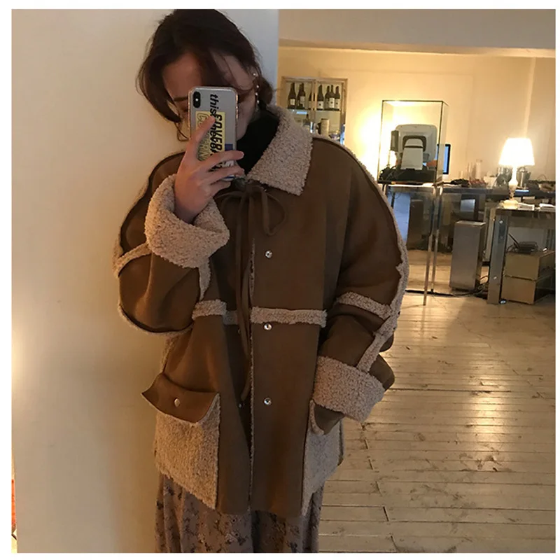 Пальто женское из овечьей шерсти с вырезом на шнуровке Осень-зима | Женская