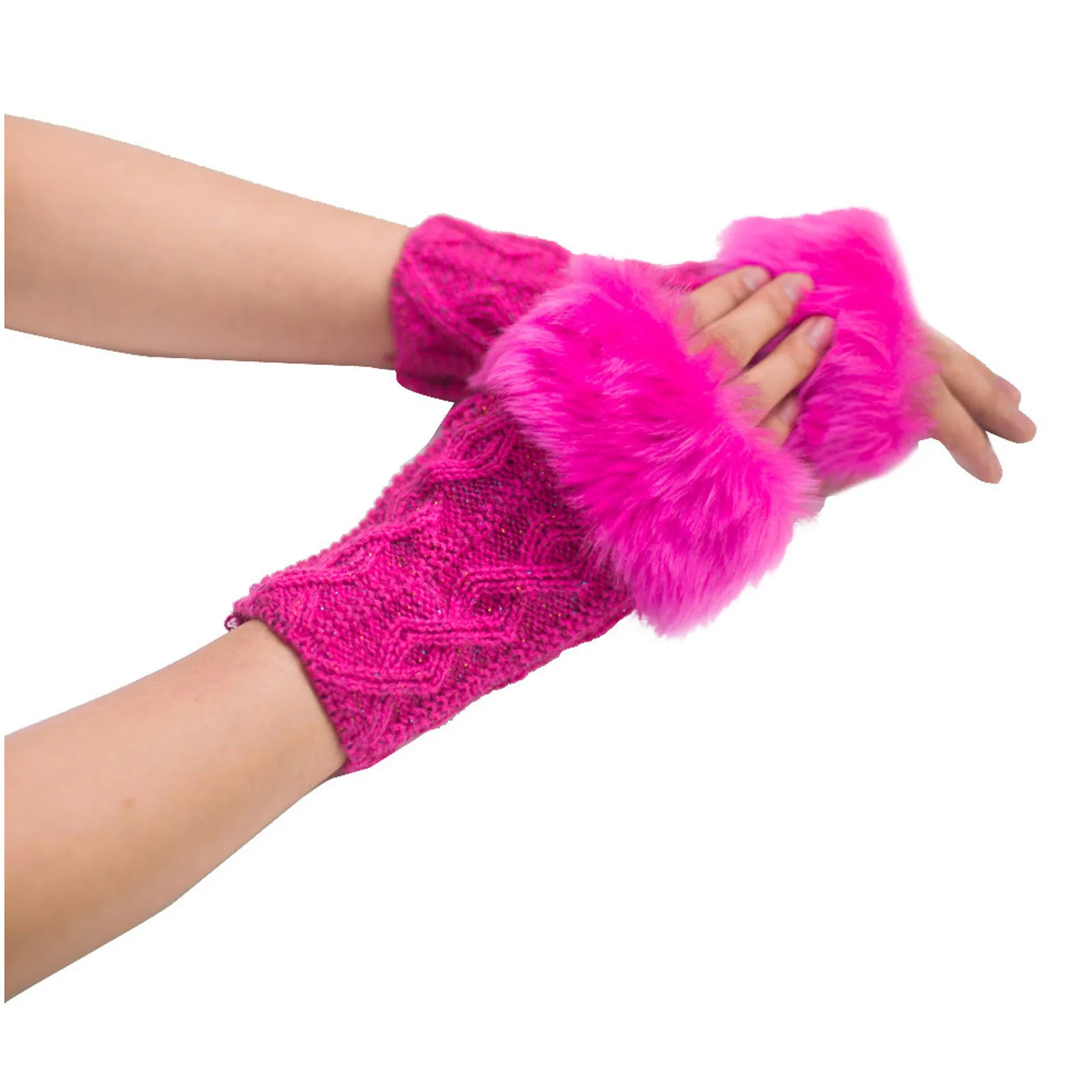 

Gloves Women Girl Keep Warm Winter Faux Rabbit Wrist Fingerless Gloves Mittens