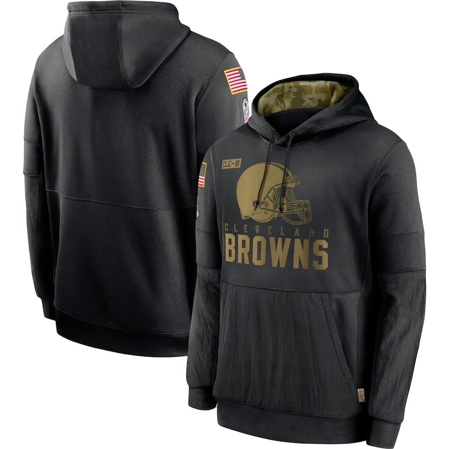 

Cleveland 2020 Salute to Service Browns Men Black Pullover Performance Hoodie