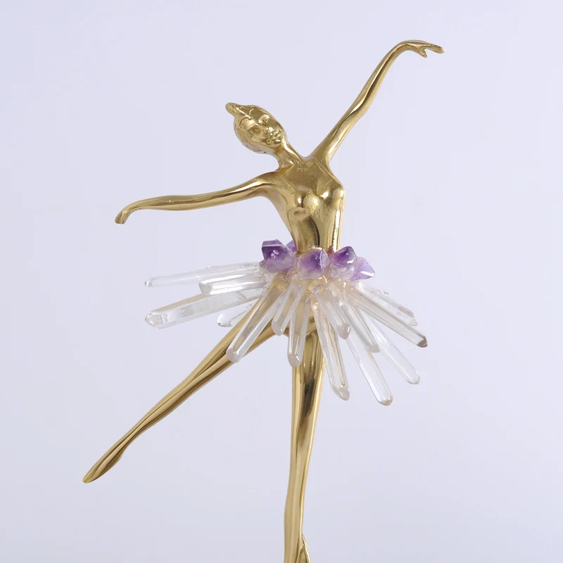 Креативная балетная латунная статуя для девушки с искусственной черной