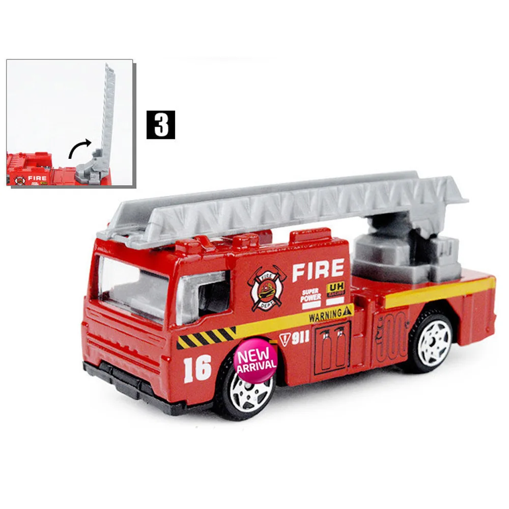 

6PCS/Set 1:87 Firefighter Fire Fighting Truck Engine Helicopter Control Operator Protection Fireman Kids Toys Boys for Sam