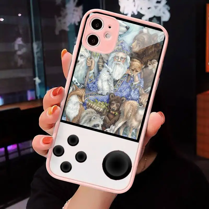 

Funny Santa retro game console Phone Cases Matte Transparent for iPhone 7 8 11 12 s mini pro X XS XR MAX Plus cover funda