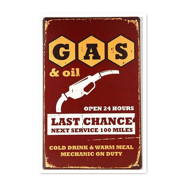 

Gas & Oil Retro tin sign nostalgic ornament metal poster garage art deco bar cafe shop