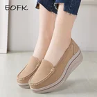 Женские замшевые лоферы EOFK, на платформе, без застежки, с круглым носком, повседневные туфли на толстой подошве, весна-осень