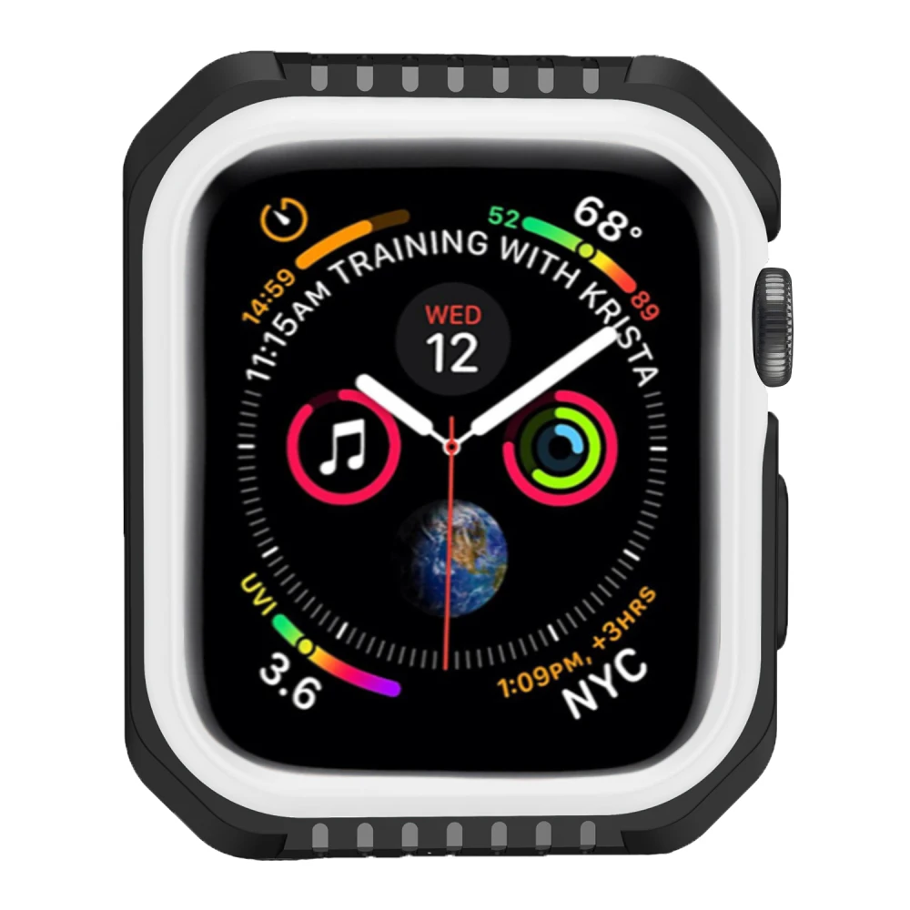 Black White Жесткий защитный чехол из силикона и поликарбоната для Apple Watch 5, 4, 40 мм, 44 мм, защитный чехол-бампер для iWatch Band Series 3, 2, 1, 38 мм, 42 мм - Цвет: Black White