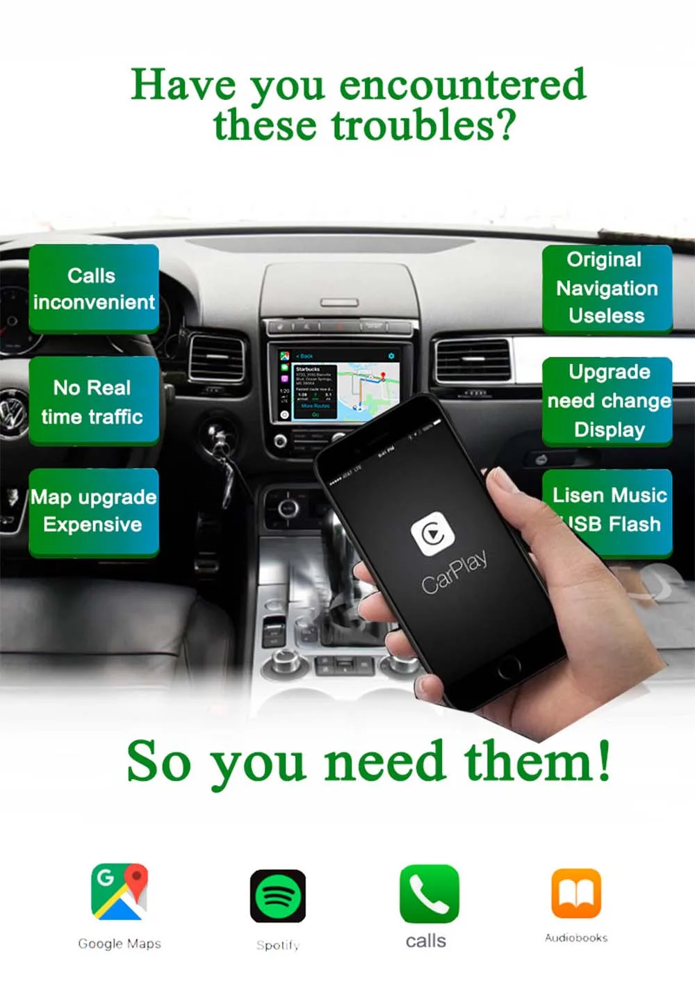 Sinairyu Wifi беспроводной Apple Carplay для 2010- Volkswagen Toureg Golf с iOS13 Android зеркало Android авто зеркало в форме яблока