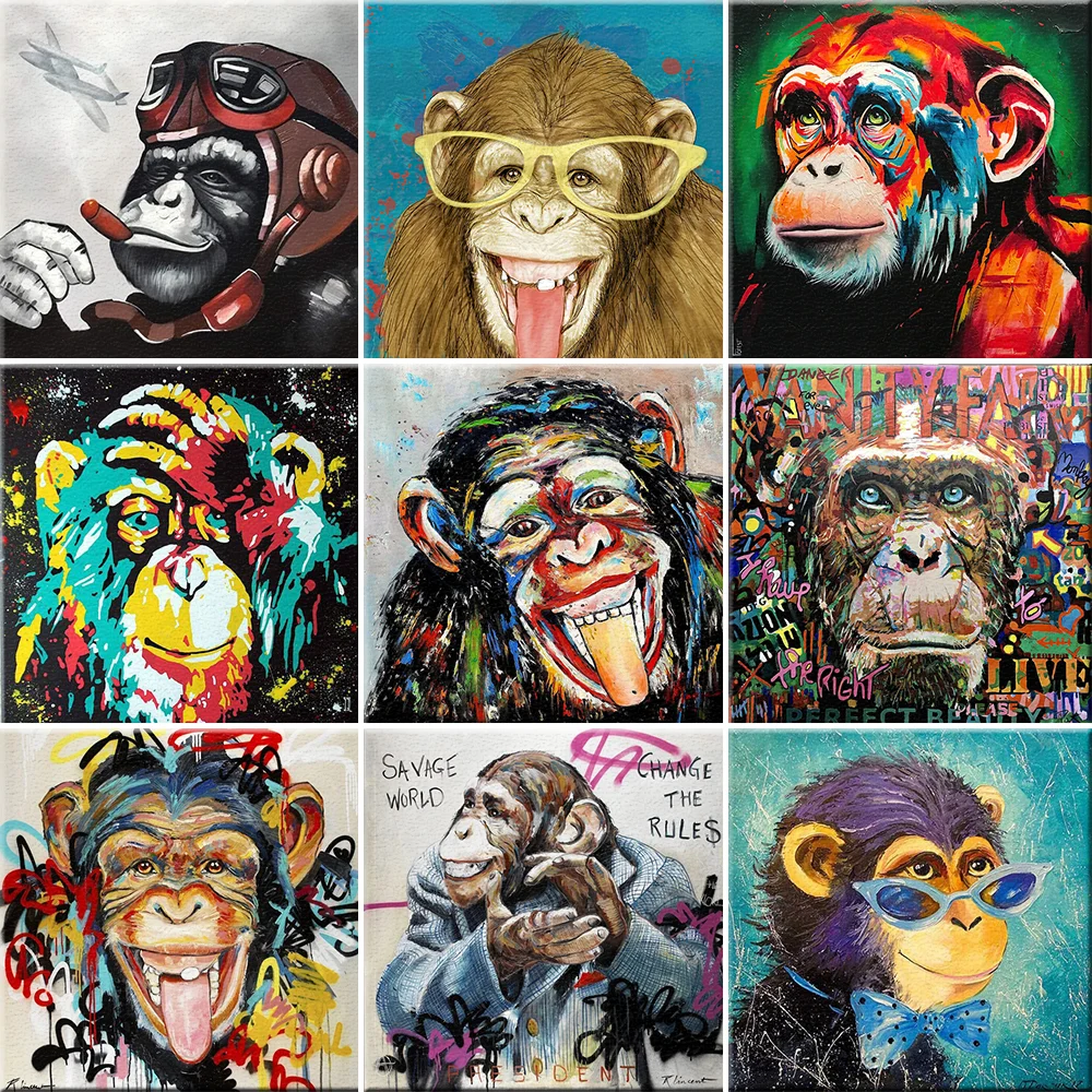 

Graffiti Street Art Acrylic Paints Abstract Cute Monkey Crafts for Adults Painting By Numbers on Canvas Living Room Decoration