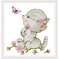everlasting love cat and butterfly chinese cross stitch kits ecological cotton printed 14ct diy christmas decorations for home