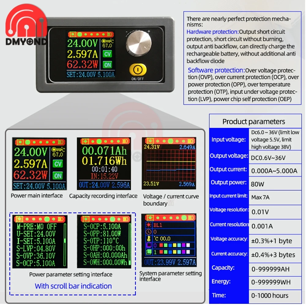 80W постоянного/переменного тока ЧПУ Buck повышающий преобразователь постоянного CC