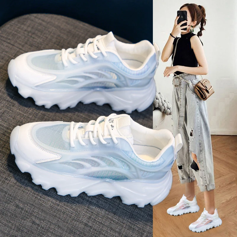 

Crystal Bottom Leather Old Shoes Women Summer New Ultra-Thin Mesh Breathable Single Shoes All-Match Casual Sports Shoes Women