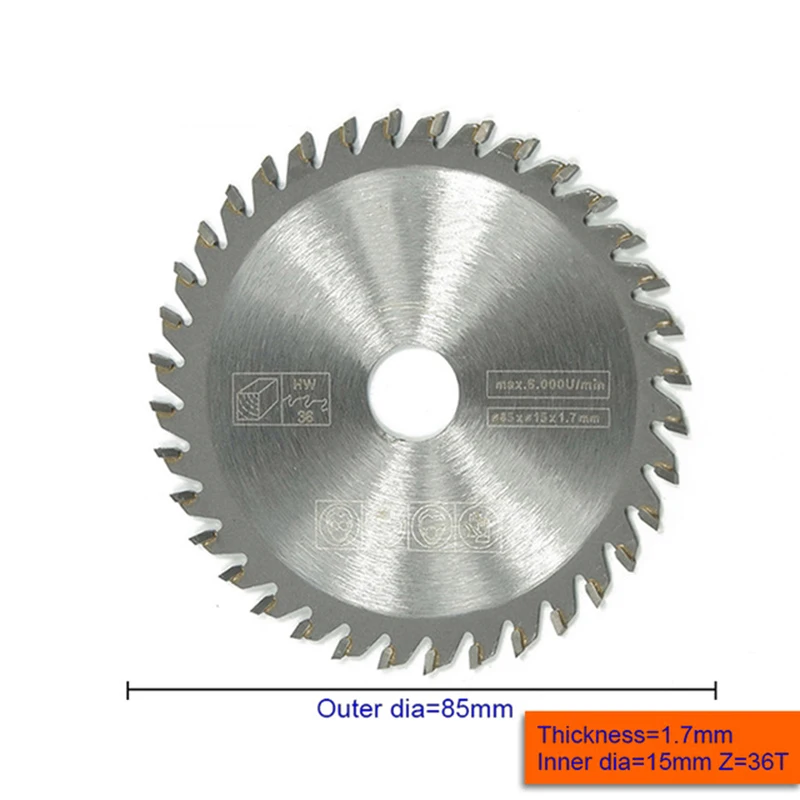 

1pc 85mm 36 Teeth Circular Saw Blade Disc Wood Cutting Tool Bore 15mm For Rotary Tool Woodworking