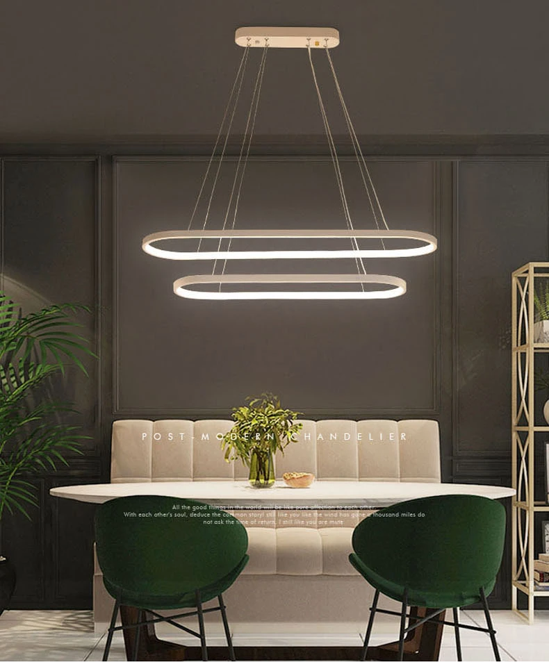 Rectangle Modern Led Pendant Lamps for Living Room Restaurant Bedroom Decorative Pendant Light Lamparas AC85-260V remote control