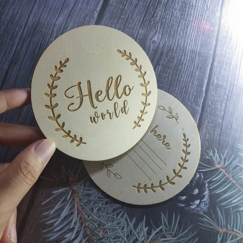 

2 Pcs Newborn Monthly Growth Recording Cards Wooden Birth Commemorative Cards Photography Props