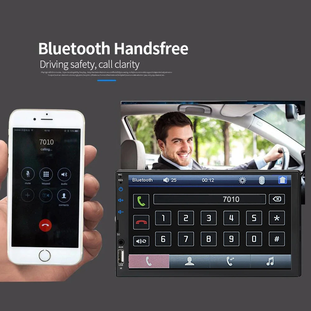 Автомобильный MP5-плеер с емкостным сенсорным экраном 7 дюймов TFT Bluetooth FM-радио