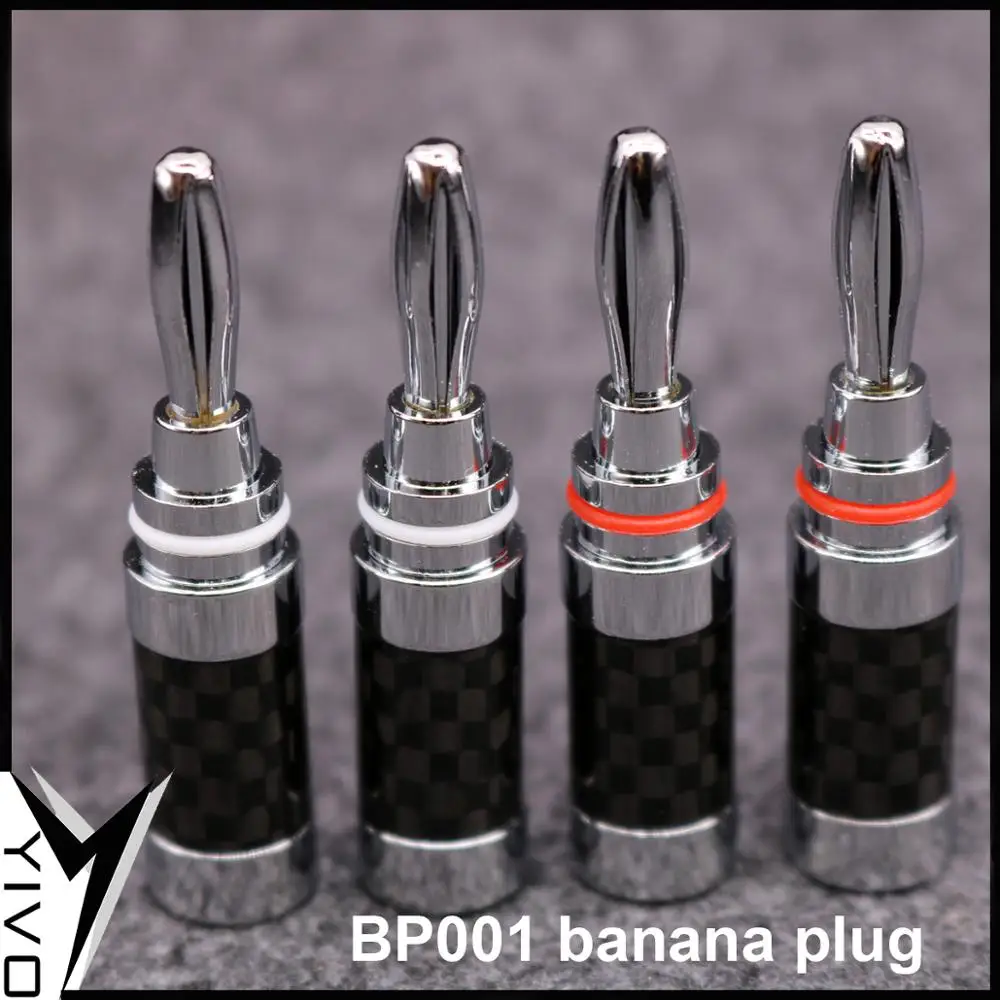 

8pcs BP001# GuangZhou YIVO Carbon Fiber Brass Plated Rhodium Electrical Plugs Banana Connector Plug for 5mm max diameter cable